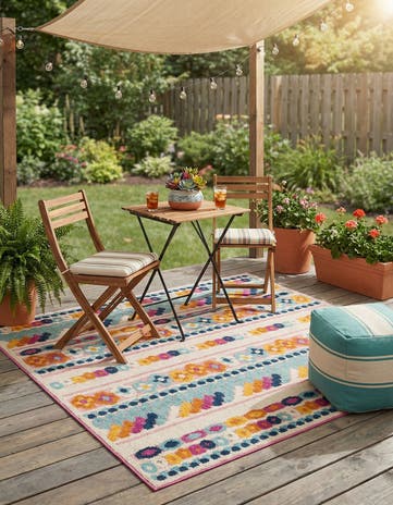 Pink Easy-Clean Aruba Indoor / Outdoor Square Rug