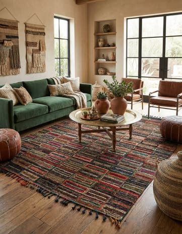 7' 10 x 9' 8 Hand Knotted Moroccan Wool Rug