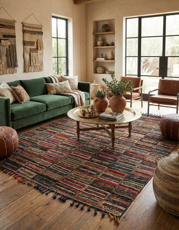 7' 10 x 9' 8 Hand Knotted Moroccan Wool Rug