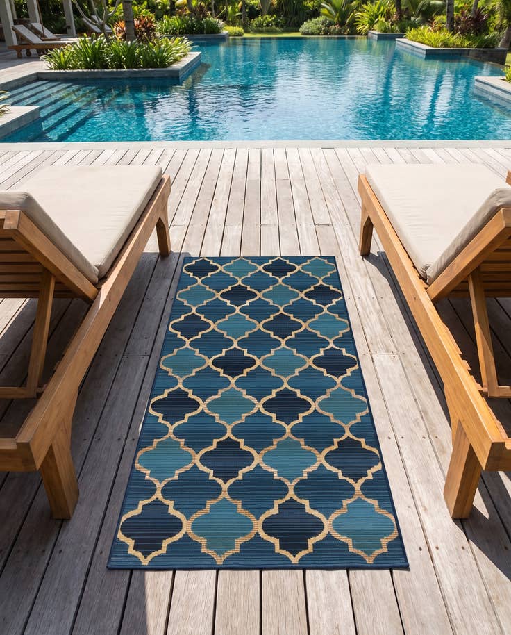 Detail image of 2' 7 x 5' 3 Easy-Clean Trellis Indoor / Outdoor Runner Rug