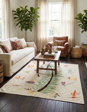 5' 4 x 6' Hand Woven Kilim Suzani Wool Rug