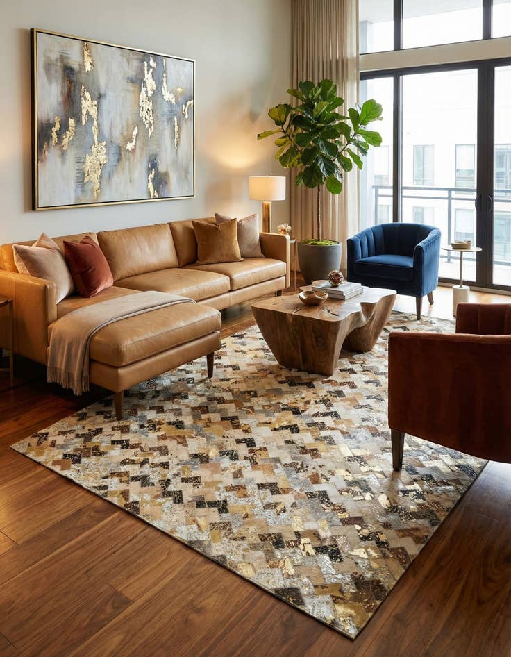 Detail image of 5' x 8' Cowhide Leather Rug