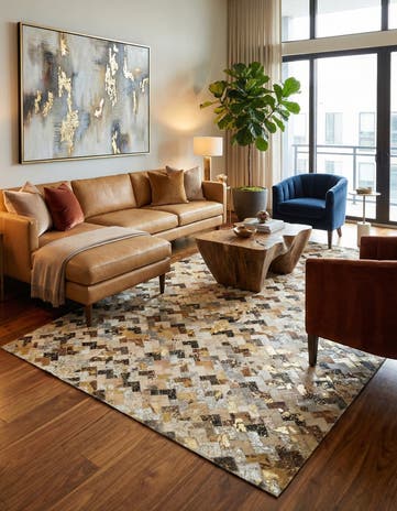 5' x 8' Cowhide Leather Rug