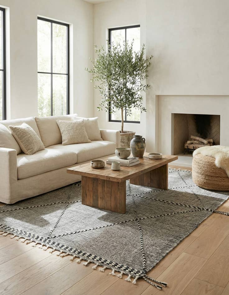 Detail image of 6' 10 x 11' 6  Hand Knotted Moroccan Wool Rug