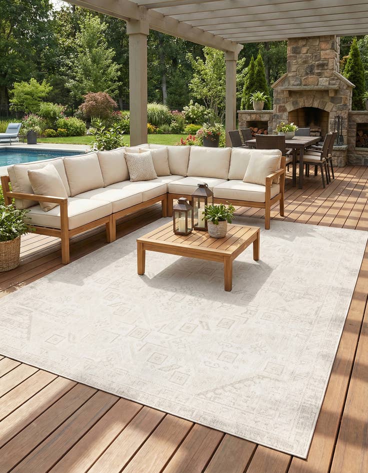 Detail image of 10' x 13'  Washable Aztec Indoor / Outdoor Rug