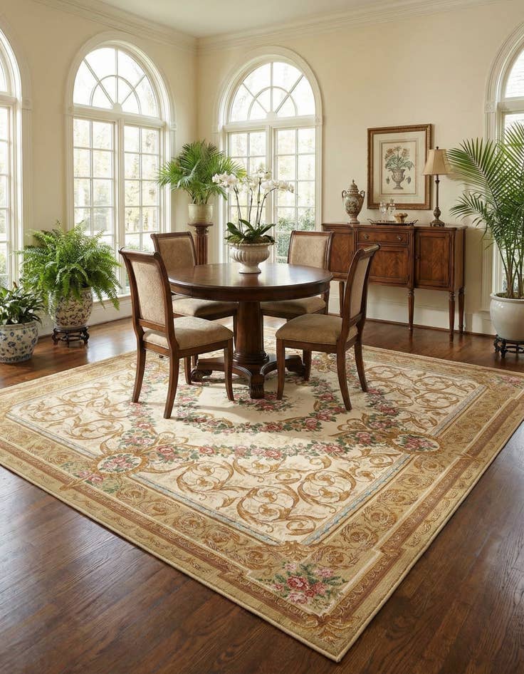 Detail image of  10' x 10'  Washable Traditional Indoor / Outdoor Square Rug
