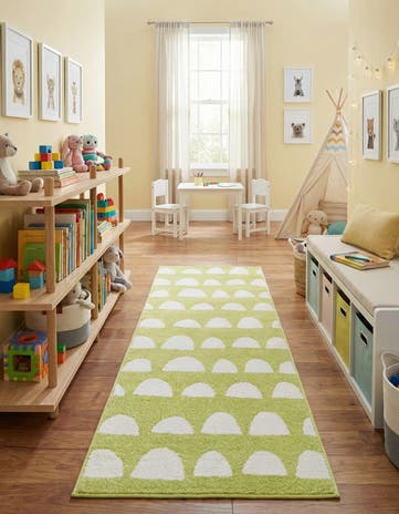 Pastel Green Whimsy Kids Runner Rug