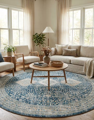 Navy Blue Newport Round Rug