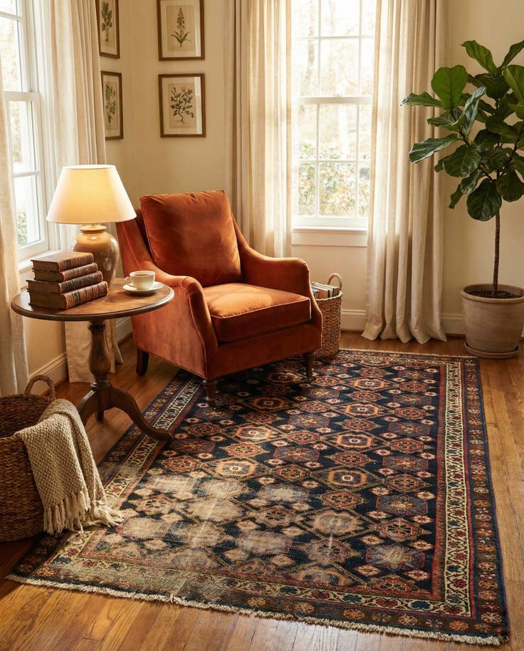 Detail image of 4' x 6' Hand Knotted Malayer Persian Wool Rug