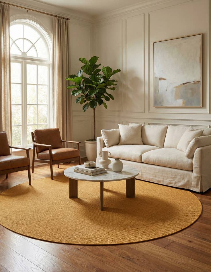 Detail image of 10' 8 x 10' 8  Washable Solid Indoor / Outdoor Round Rug