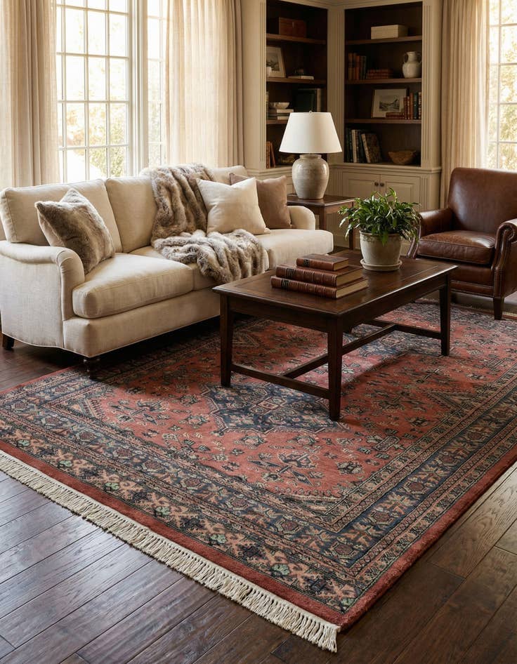 Detail image of 4' 2 x 6' 2  Hand Knotted Bokhara Oriental Wool Rug