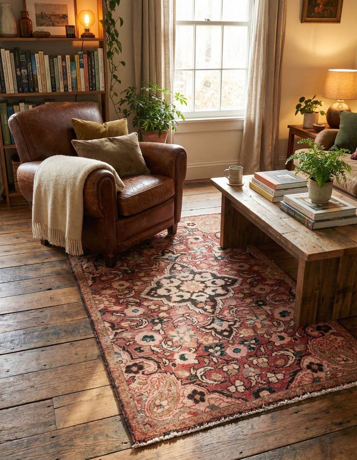 Detail image of  3' 6 x 6'  Hand Knotted Ultra Vintage Persian Wool Rug