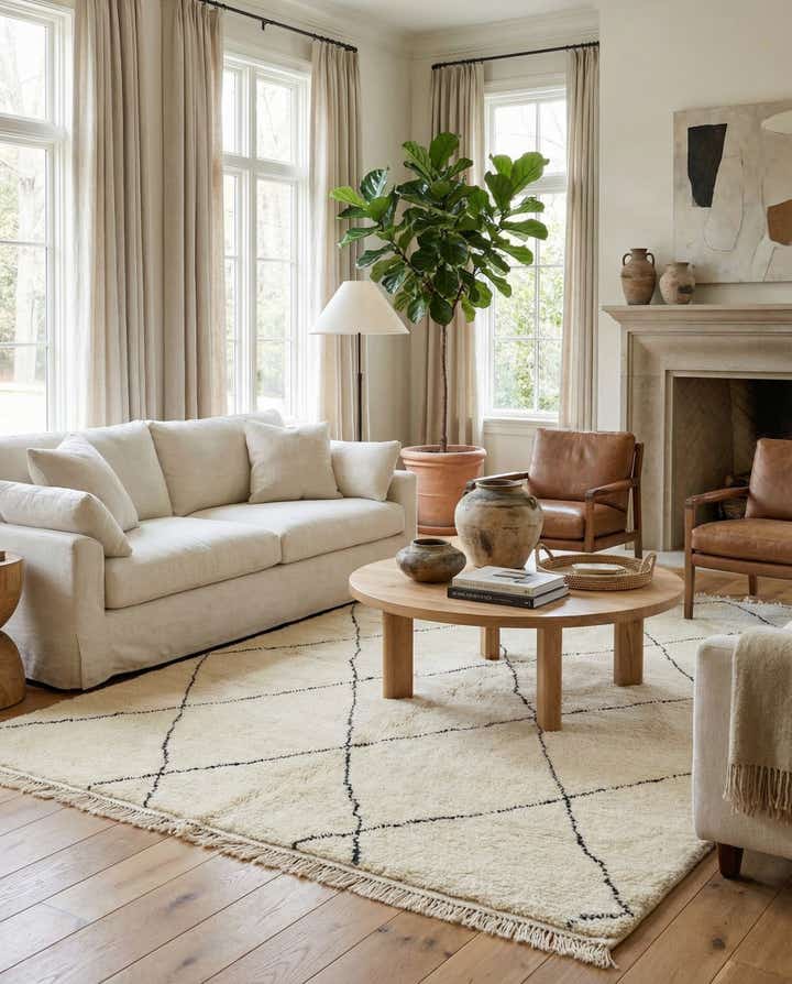 6' 8 x 9' 4 Hand Knotted Moroccan Wool Rug
