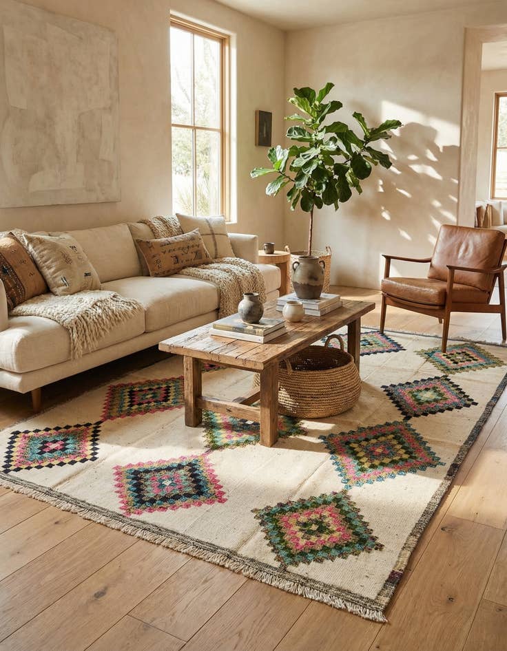 Detail image of 8' 8 x 12' 4  Hand Knotted Moroccan Wool Rug