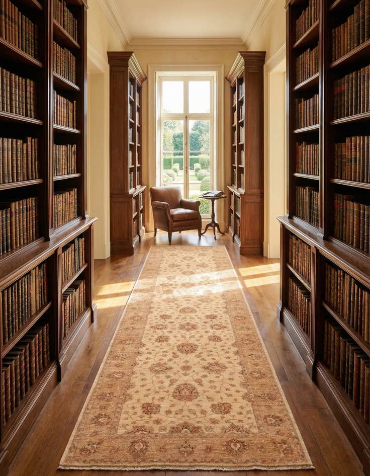 Detail image of 4' 5 x 16'  Hand Knotted Peshawar Ziegler Runner Rug