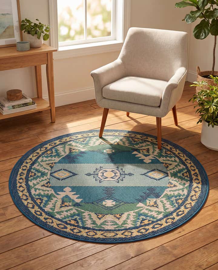 125cm x 125cm Leicht zu reinigen Baja Innen- / Aussenbereich Rund Teppich