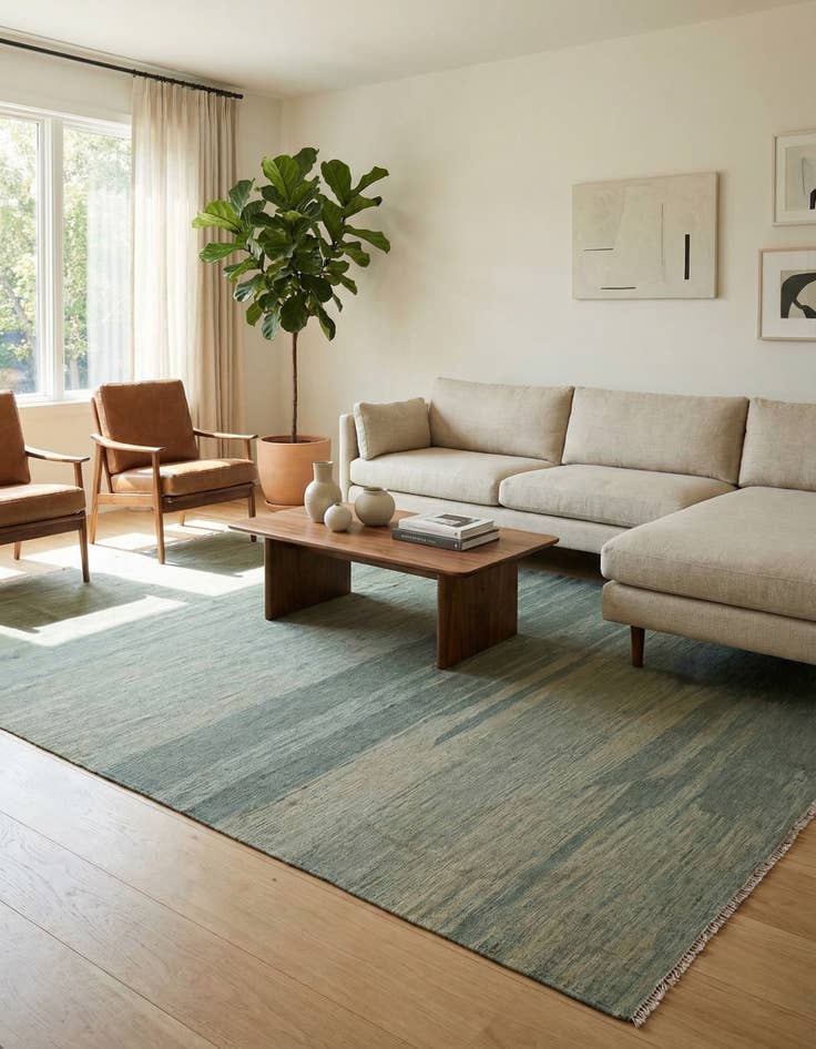 Detail image of 6' 6 x 10'  Hand Woven Kilim Modern Wool Rug