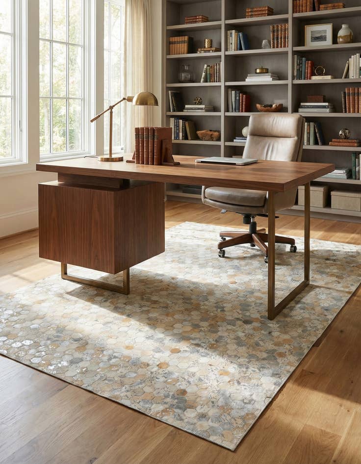 Detail image of 5' 3 x 7' 6 Cowhide Stocks Rug