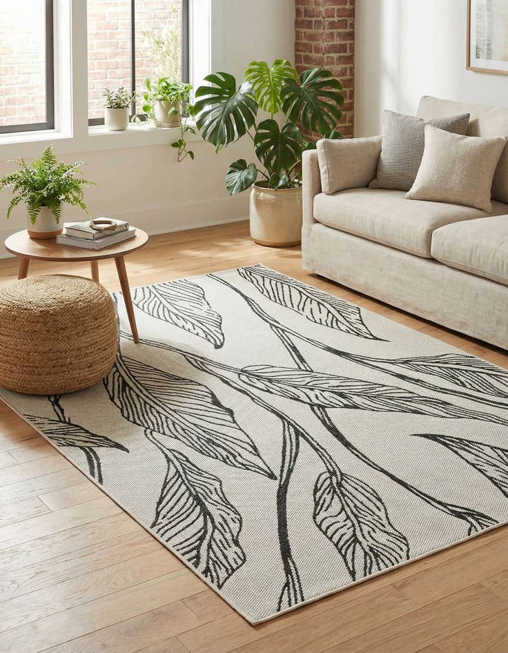 Detail image of 5' 3 x 8' Easy-Clean Botanical Indoor / Outdoor Rug