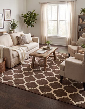 Brown Lattice Square Rug