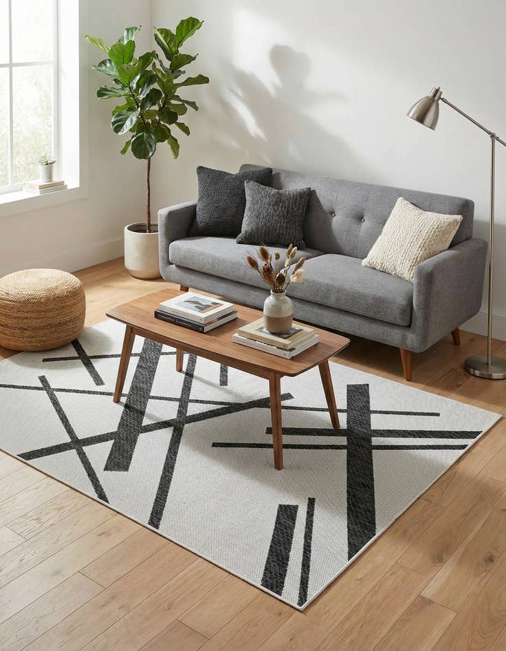 Detail image of  4' x 6'  Washable Modern Indoor / Outdoor Rug