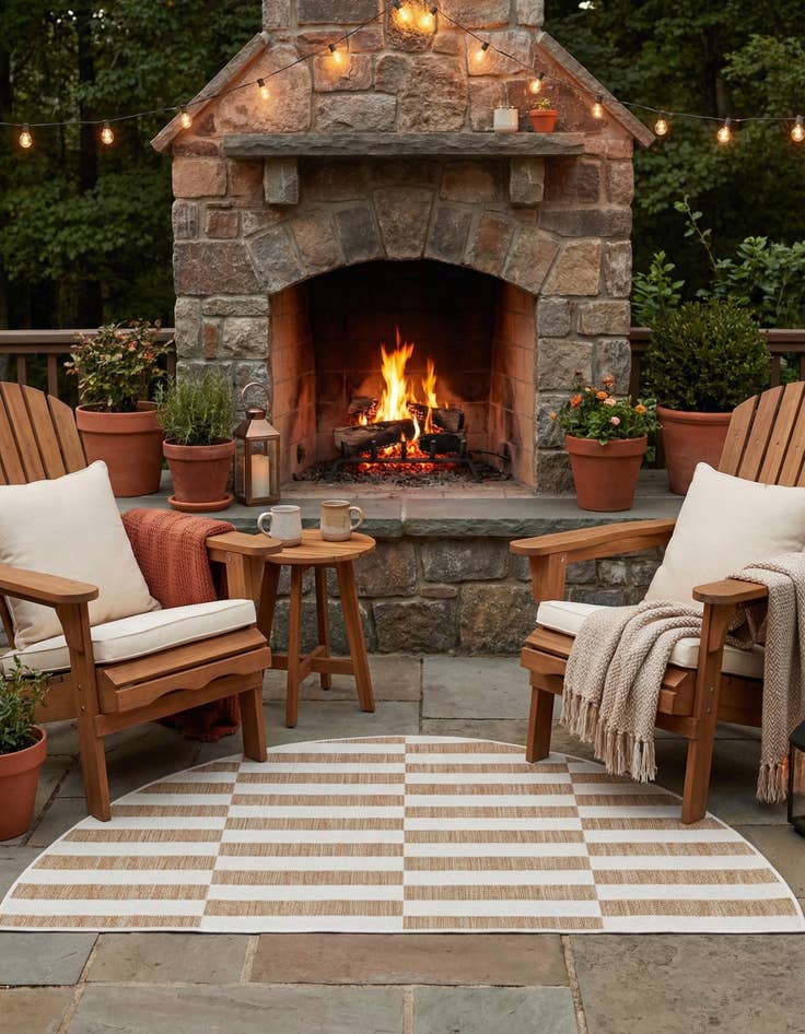 Detail image of  3' x 6'  Washable Ribbon Indoor / Outdoor Hearth Rug