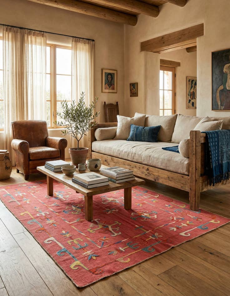 Detail image of 5' 5 x 7' 4  Hand Woven Kilim Suzani Wool Rug