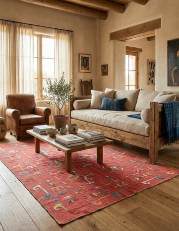 5' 5 x 7' 4 Hand Woven Kilim Suzani Wool Rug