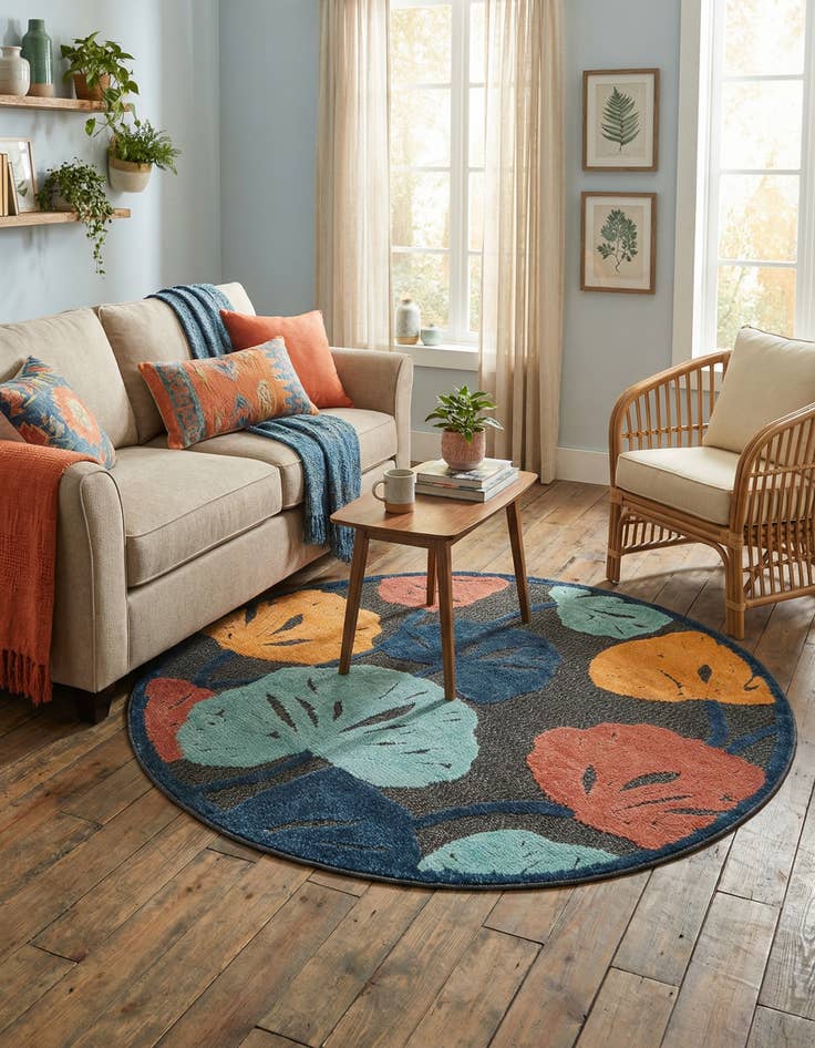 Detail image of 5' 3 x 5' 3 Easy-Clean Belize Indoor / Outdoor Round Rug