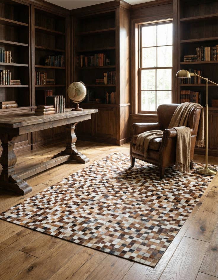 Detail image of 5' x 7' 11 Cowhide Stocks Rug