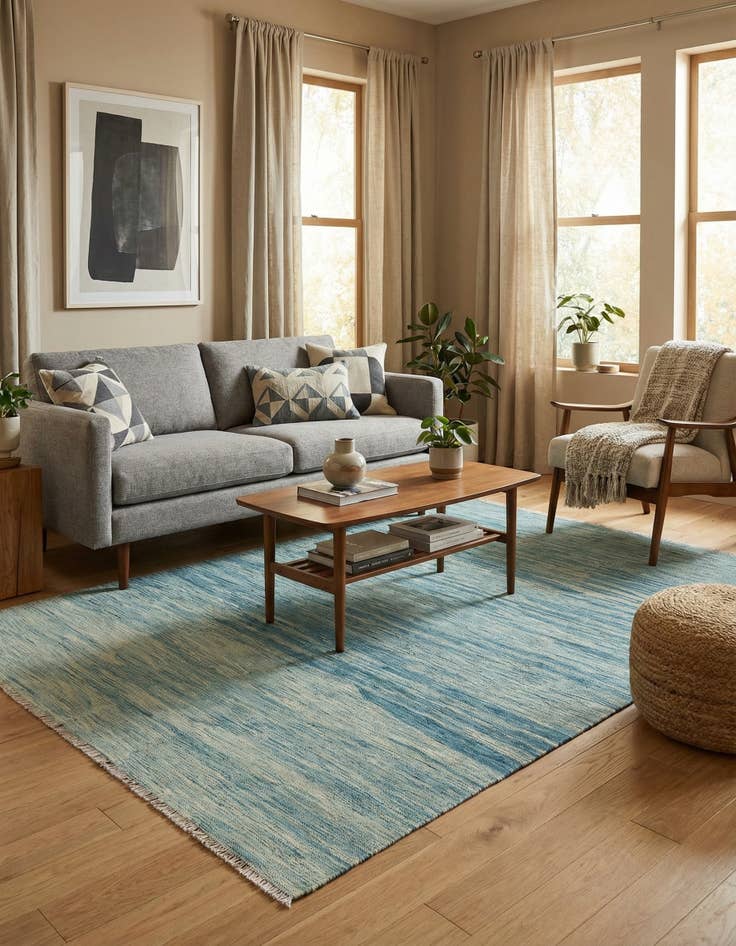 Detail image of  5' 6 x 8'  Hand Woven Kilim Modern Wool Rug