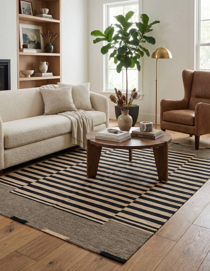 Detail image of 5' 6 x 7' 8  Hand Woven Kilim Modern Wool Rug