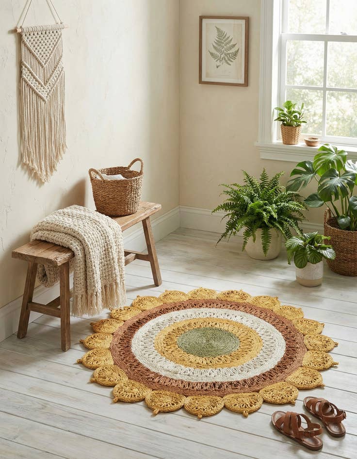 Detail image of  4' 1 x 4' 1  Hand Braided Jute Round Rug