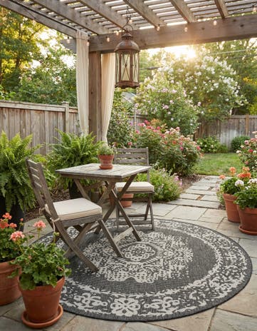 6' x 6' Easy-Clean Traditional Indoor / Outdoor Round Rug