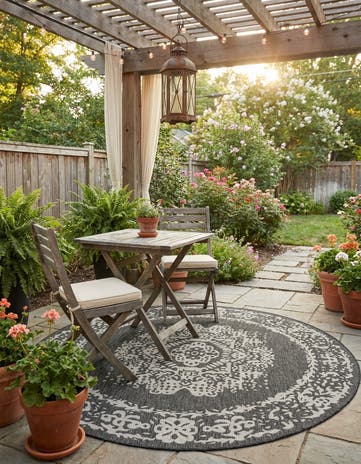 6' x 6' Easy-Clean Traditional Indoor / Outdoor Round Rug