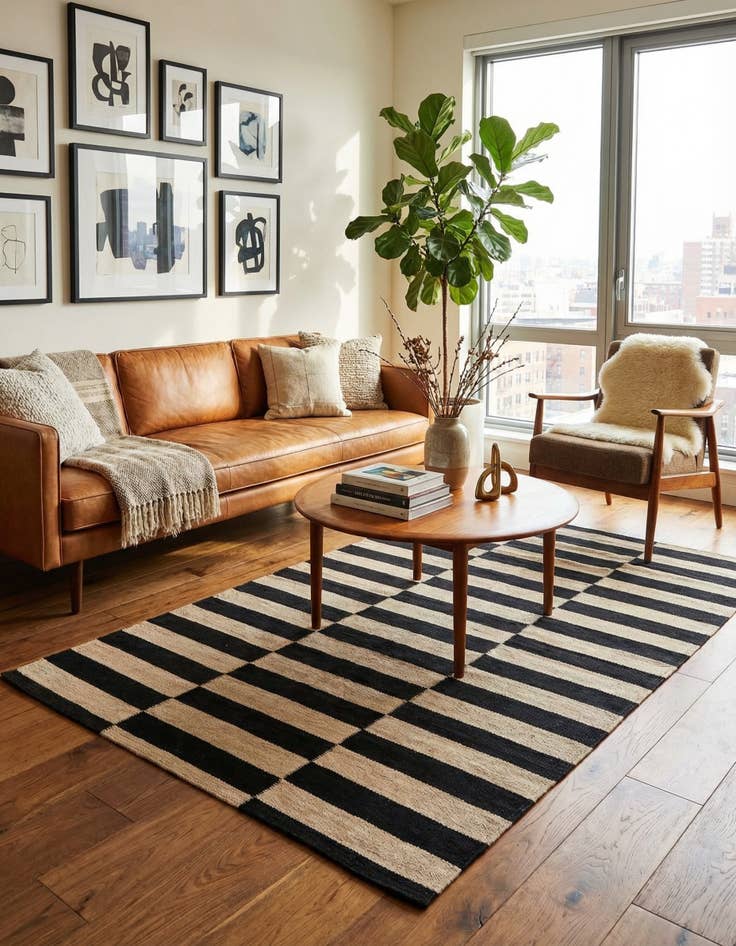 Detail image of 3' 3 x 4' 9  Hand Woven Kilim Modern Wool Rug