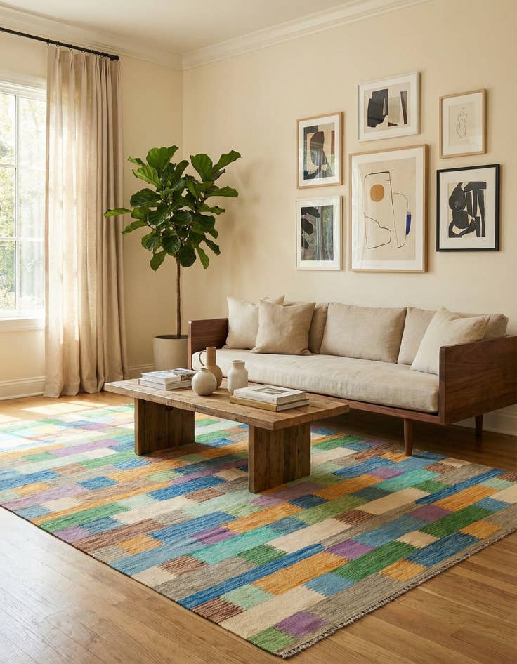 Detail image of  6' 7 x 9' 8  Hand Woven Kilim Modern Wool Rug