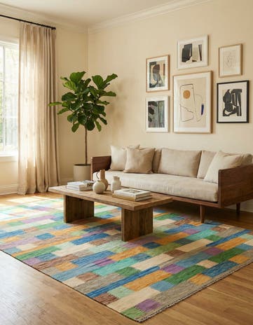 6' 7 x 9' 8 Hand Woven Kilim Modern Wool Rug