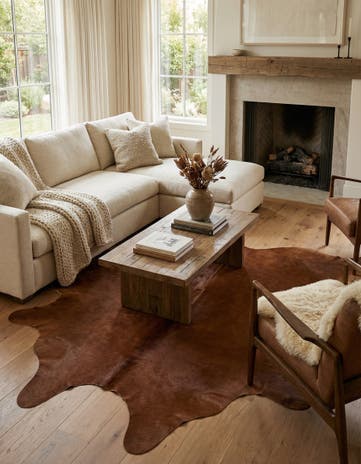 6' 6 x 6' 11 Cowhide Leather Square Rug