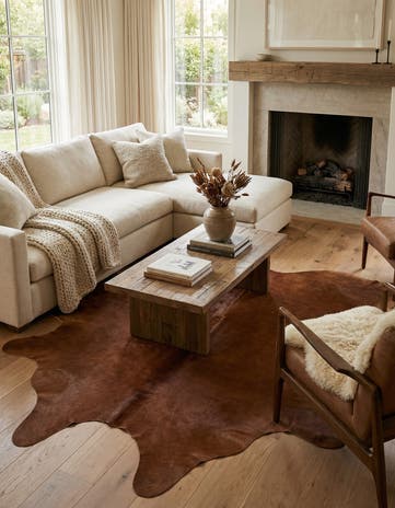6' 6 x 6' 11 Cowhide Leather Square Rug