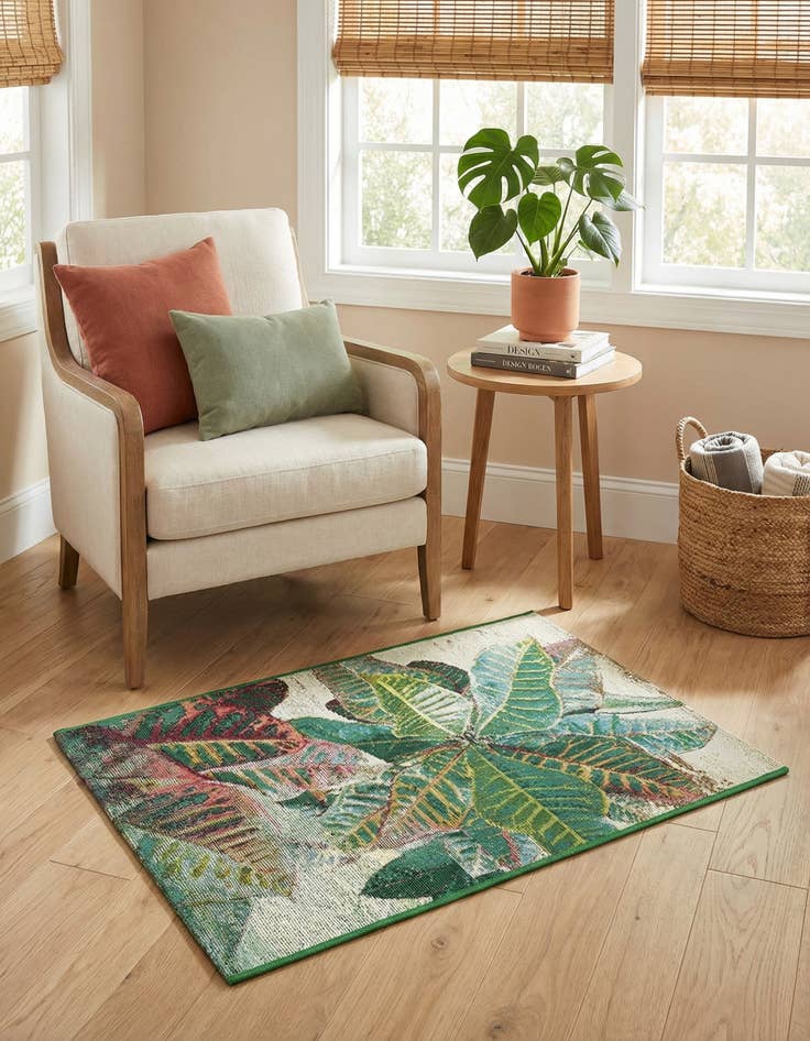 Detail image of  2' x 3'  Washable Botanical Indoor / Outdoor Rug