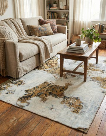 4' x 5' 8 Hand Knotted Ultra Vintage Persian Wool Rug