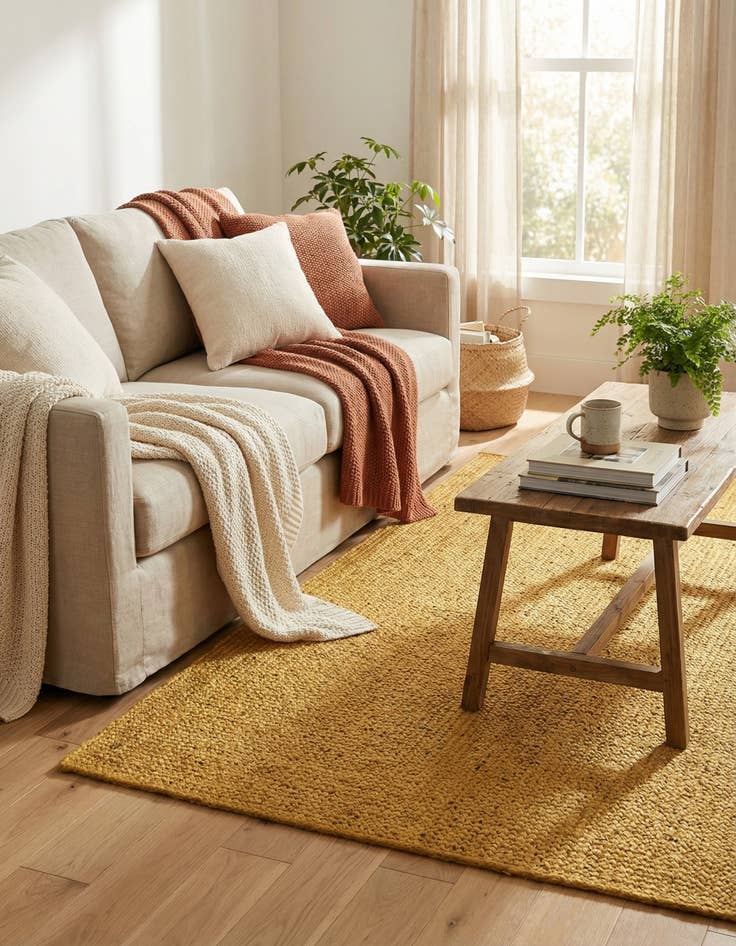 Detail image of 5' 1 x 8'  Hand Braided Jute Rug