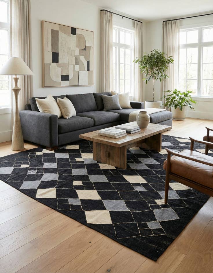 Detail image of 8' 1 x 9' 4  Hand Woven Kilim Modern Wool Rug