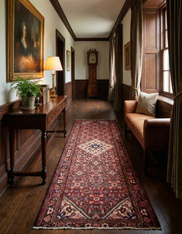 3' 6 x 9' 8 Hand Knotted Hamedan Persian Runner Rug