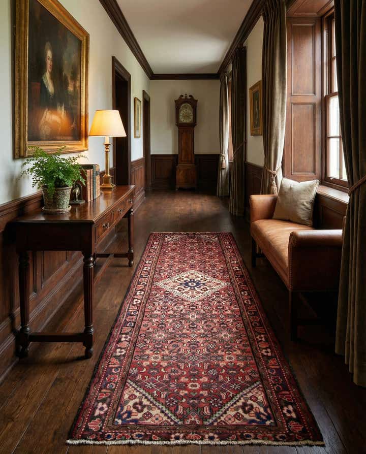 3' 6 x 9' 8 Hand Knotted Hamedan Persian Runner Rug