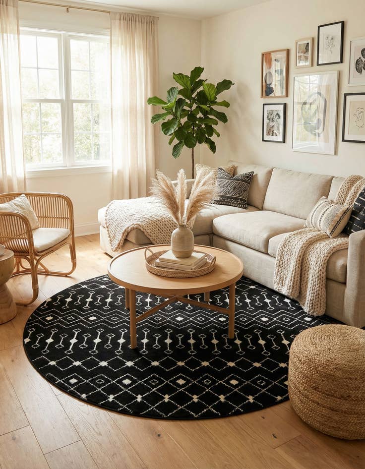 Detail image of 7' 10 x 7' 10 Moroccan Trellis Round Rug