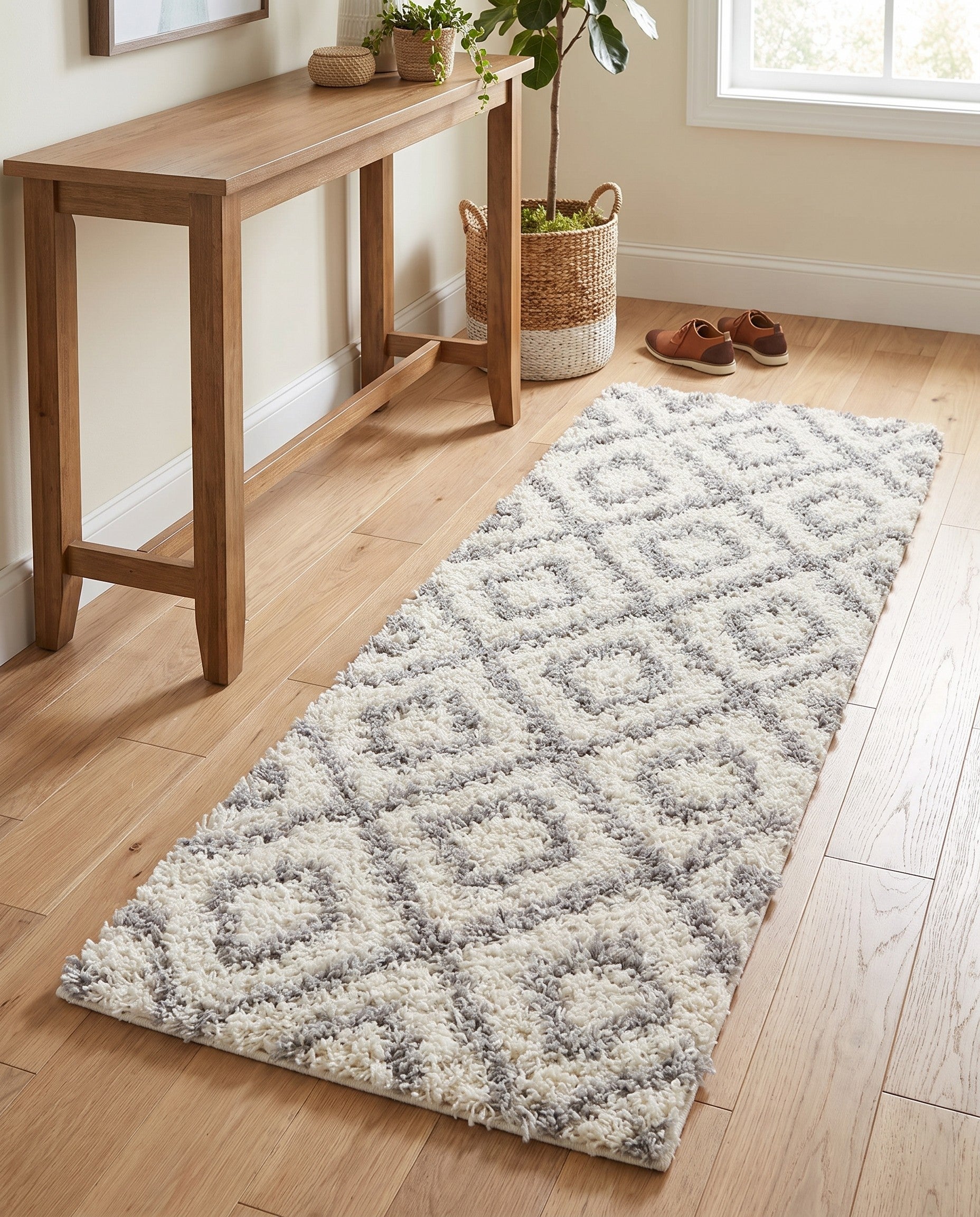 2' x 5' Lattice Shag Runner Rug