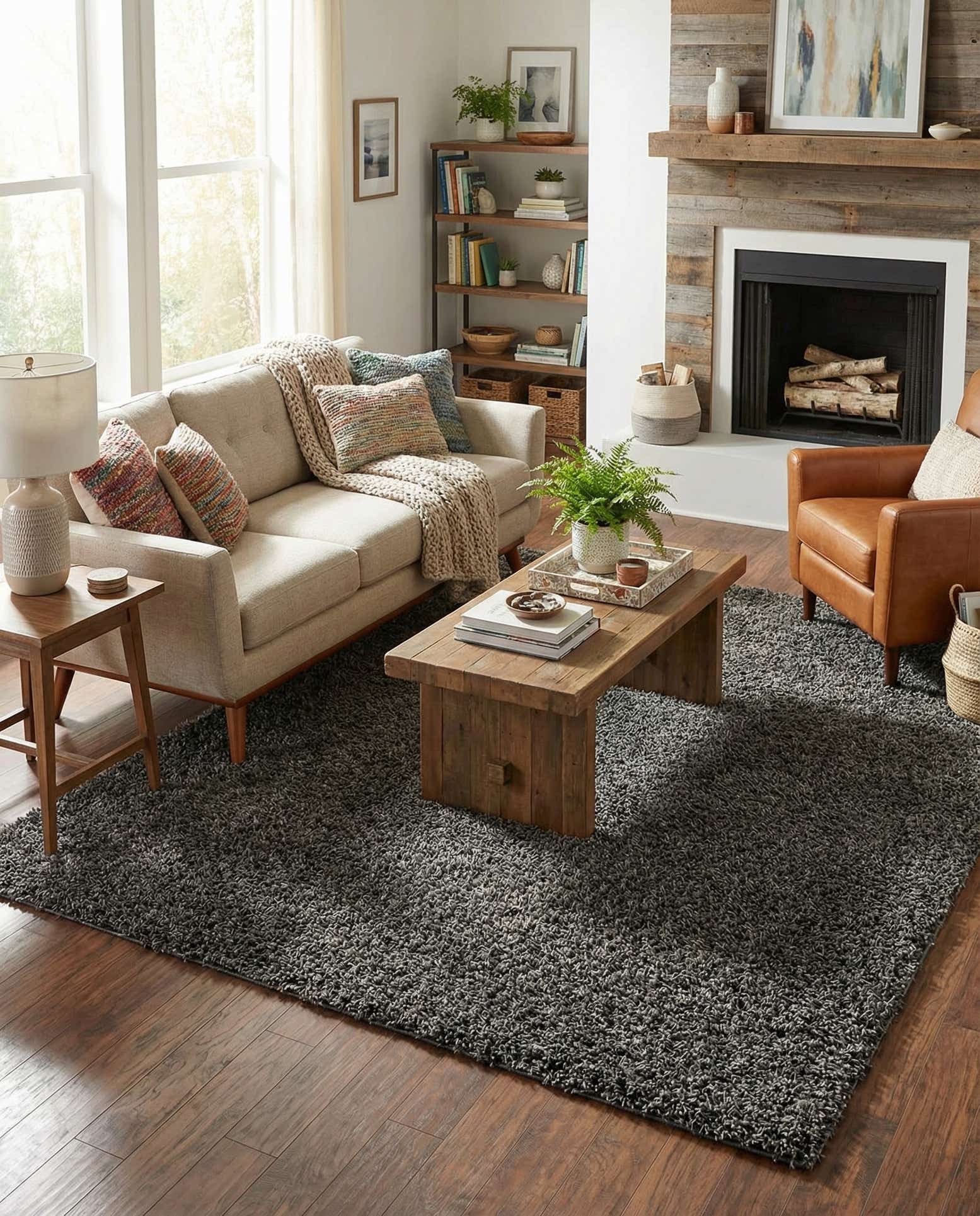 7' x 7' Comfort Solid Shag Square Rug