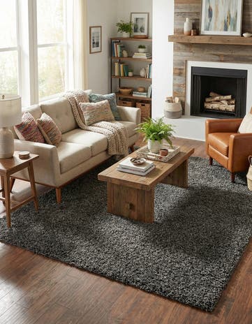 Graphite Gray Comfort Solid Shag Square Rug